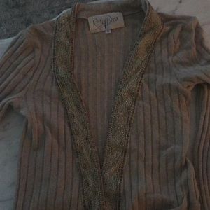 Rory beca tan beaded cardigan small